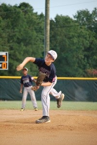 Ian Wagner pitches in PEFYA's game against the Dinwiddie Nationals on Tuesday evening. (Photo by Hannah Davis)