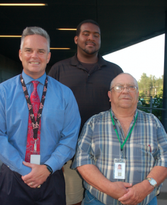 JORDAN MILES | HERALD Two new school bus drivers are part of the transportation team in Buckingham County. Pictured are, from left, Division Superintendent Dr. Cecil Snead, Deleon Anderson and Buster Martin.
