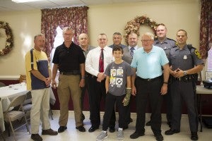 CARSON REEHER | HERALD Cedar Baptist Church honored law enforcement officers, pictured, during a breakfast as a part of Operation Inasmuch. From left, Brent Uzdanovics, W.G “Billy Kidd, Roger Jamerson, Steve Bodek, Ahran Reeves, John Madding, Mike Liptrap,Johnny Ewers,Jake Wolford,Clint Thackston. 