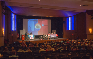 CARSON REEHER | HERALD An audience of university members watches as students debate. 