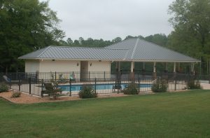 JORDAN MILES | HERALD Julie designed a custom-built pavilion with the ability to host many styles and types of functions at the pool at the rear of the home.